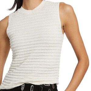 Frame Smocked Silk Cotton Crewneck White Sleeveless Top NWT - Size Small